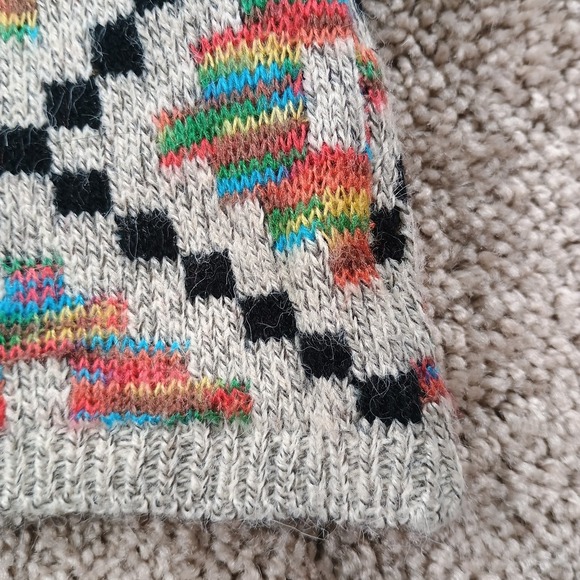 Debut Soft Long Duster Cardigan Sweater Aztec Colorful Rainbow Grey Size Small - Picture 4 of 10